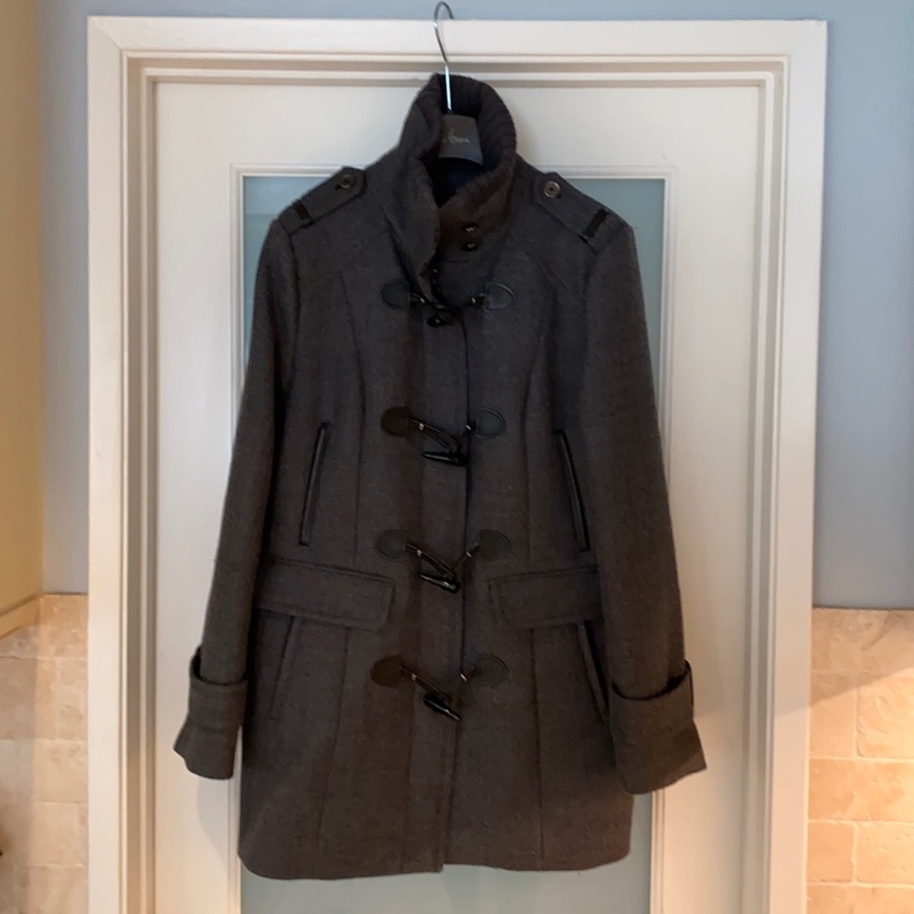 Cole Haan women’s wool mid-length gray wool pea coat style
